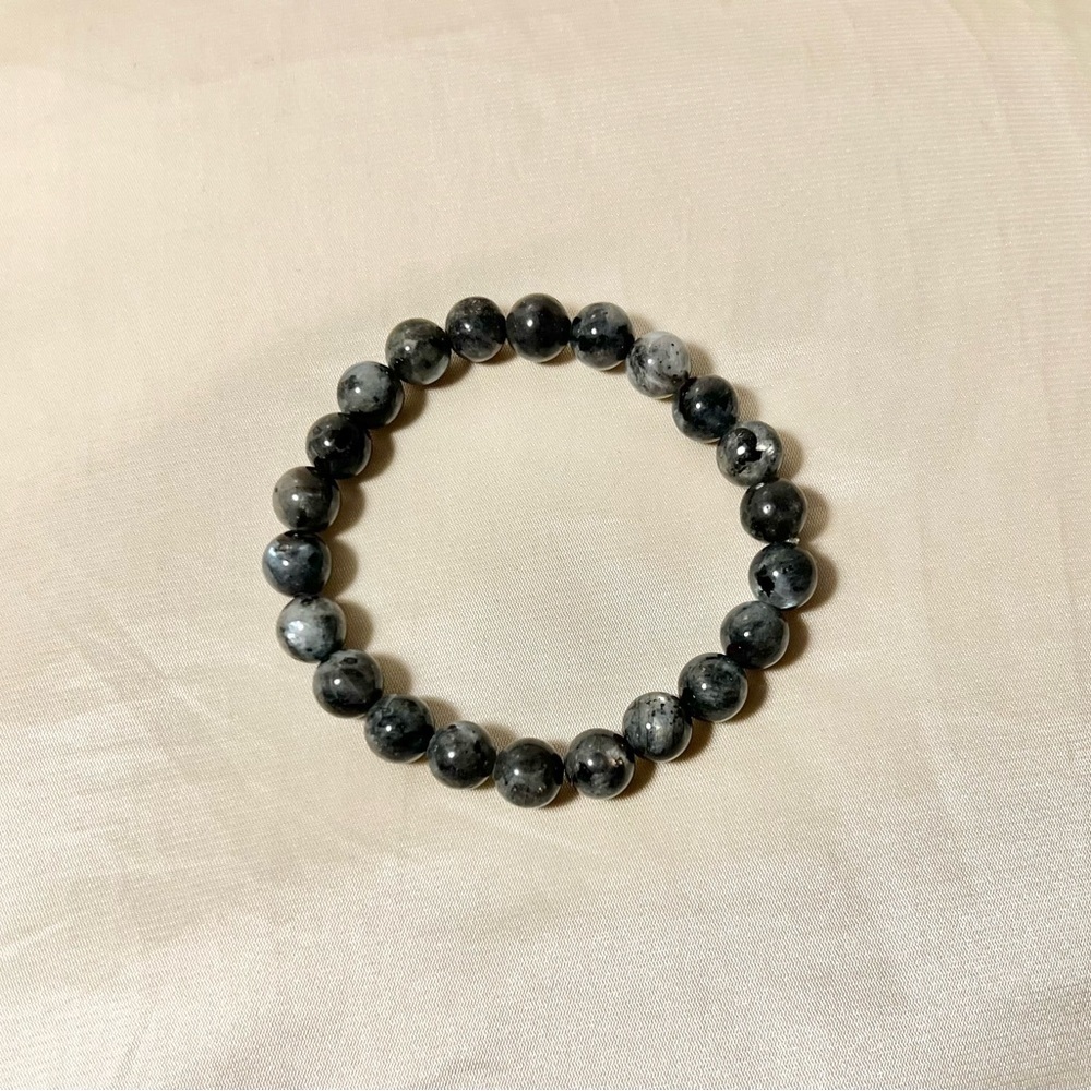 New: 8mm Handmade Larvikite Natural Crystal Bead Bracelet